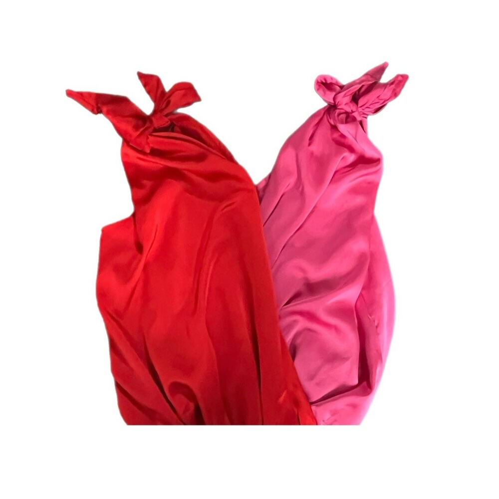 Strut & Bolt Womens Red Pink Wrap Front Bodysuit Size M Tie Shoulders